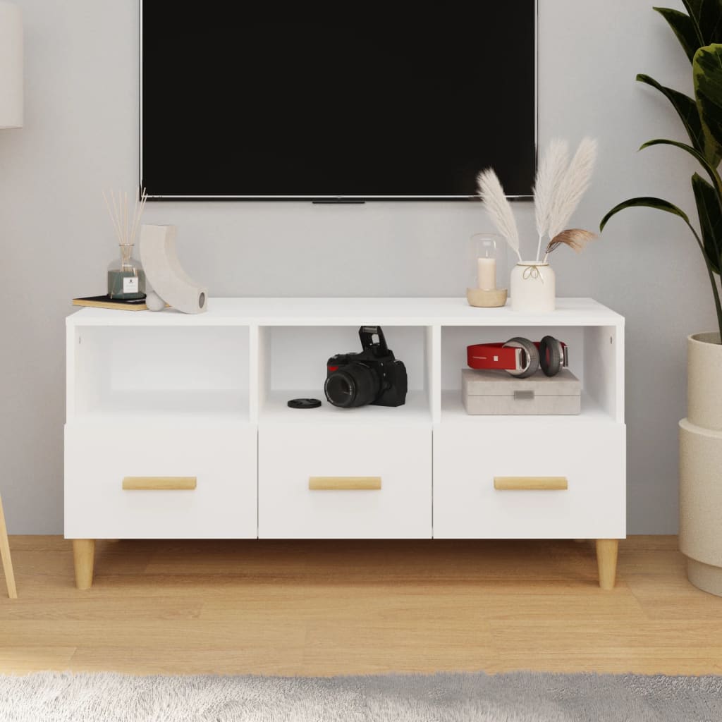 tv-bord 102x36x50 cm konstrueret træ hvid