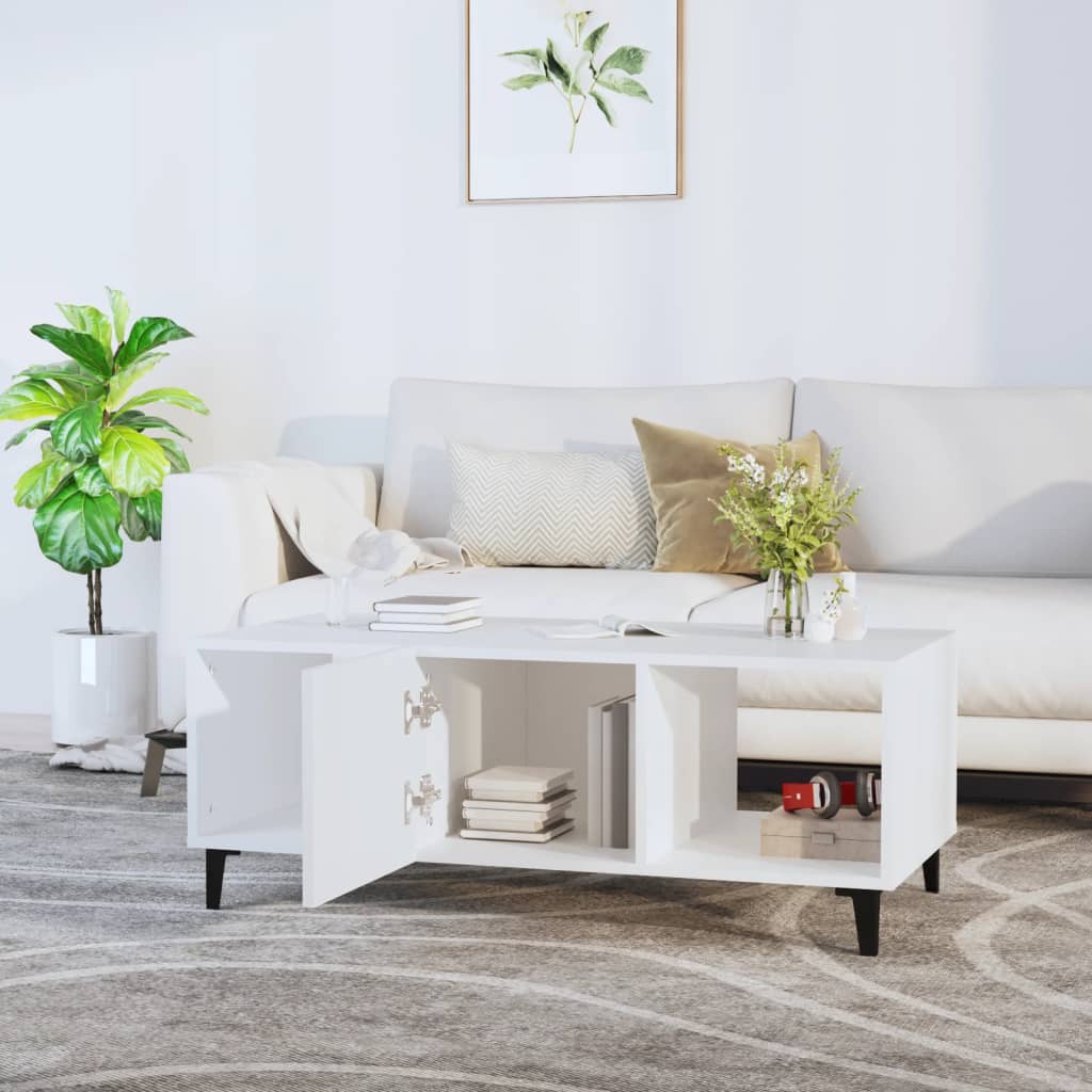 sofabord 102x50x40 cm konstrueret træ hvid