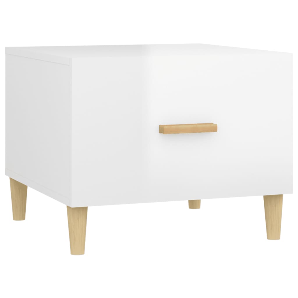 sofabord 50x50x40 cm konstrueret træ hvid højglans