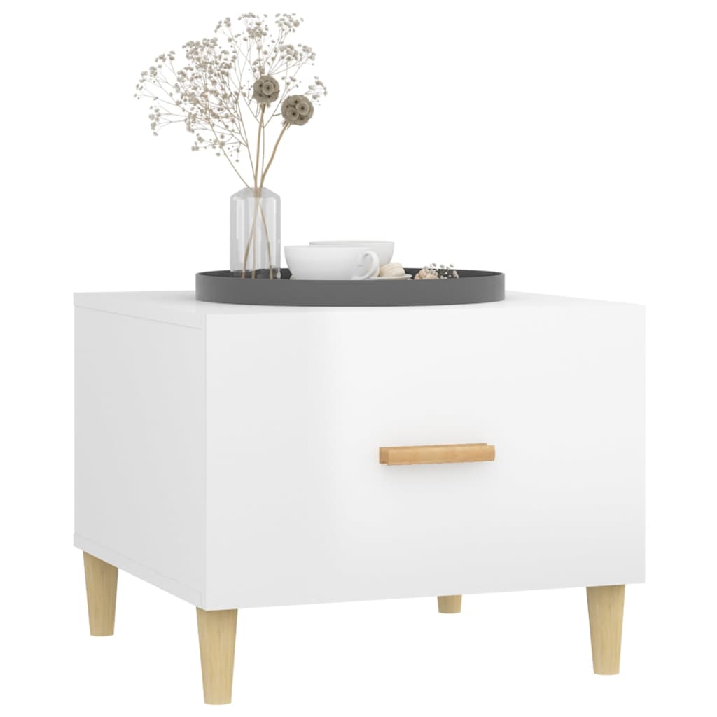 sofabord 50x50x40 cm konstrueret træ hvid højglans