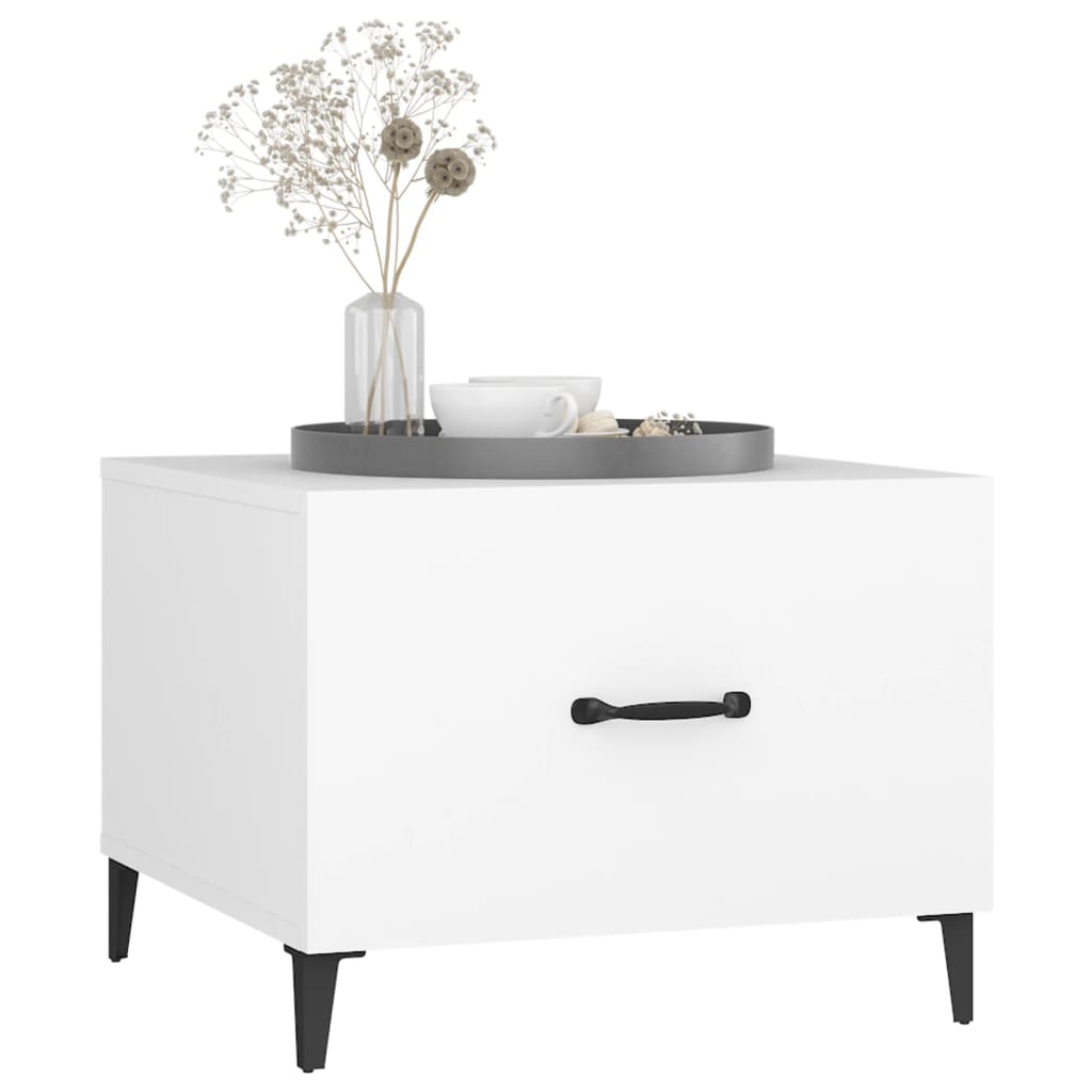 sofabord med metalben 50x50x40 cm hvid