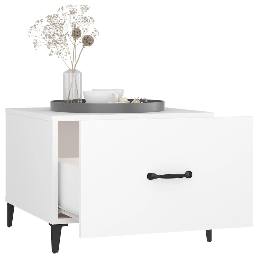 sofabord med metalben 50x50x40 cm hvid