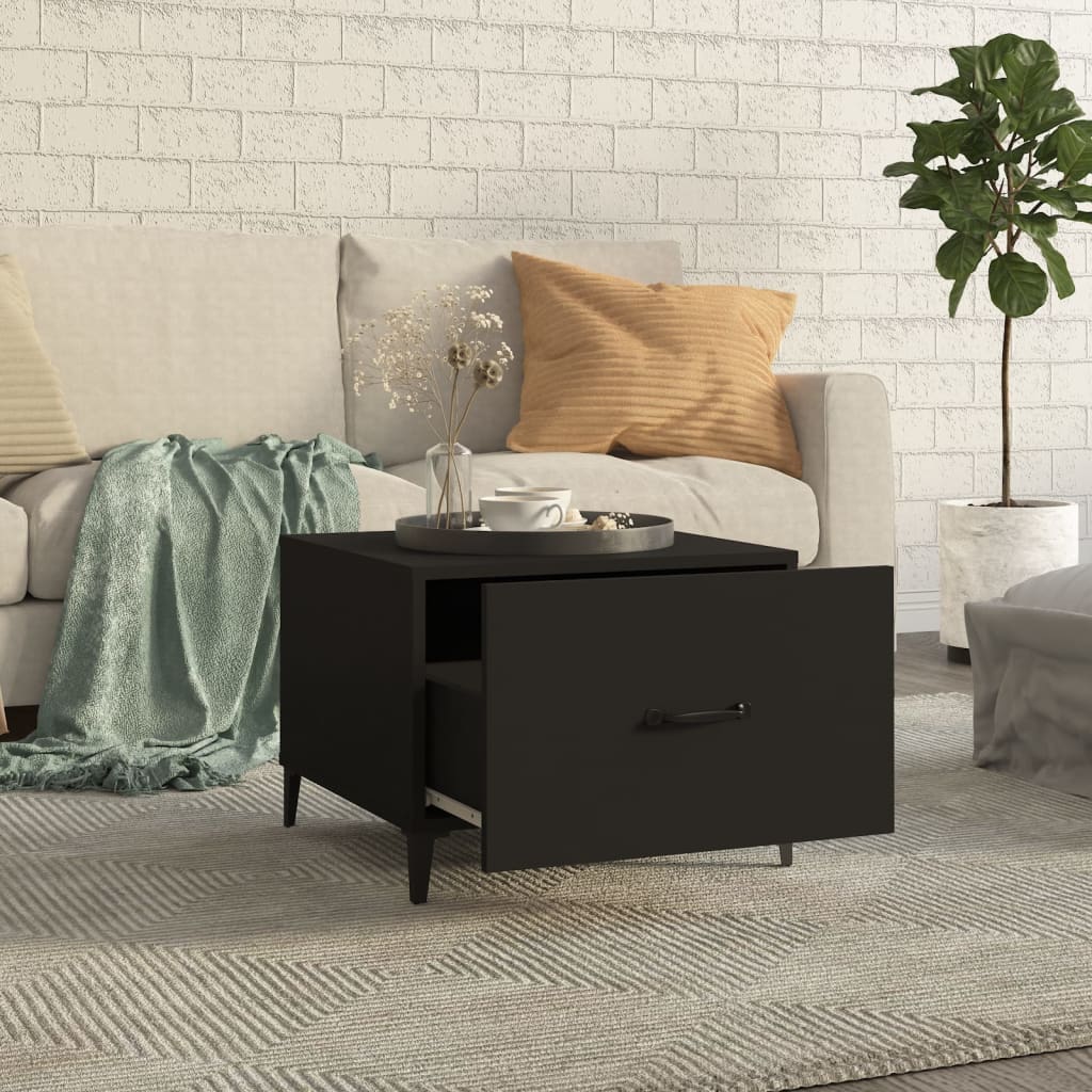 sofabord med metalben 2 stk. 50x50x40 cm sort