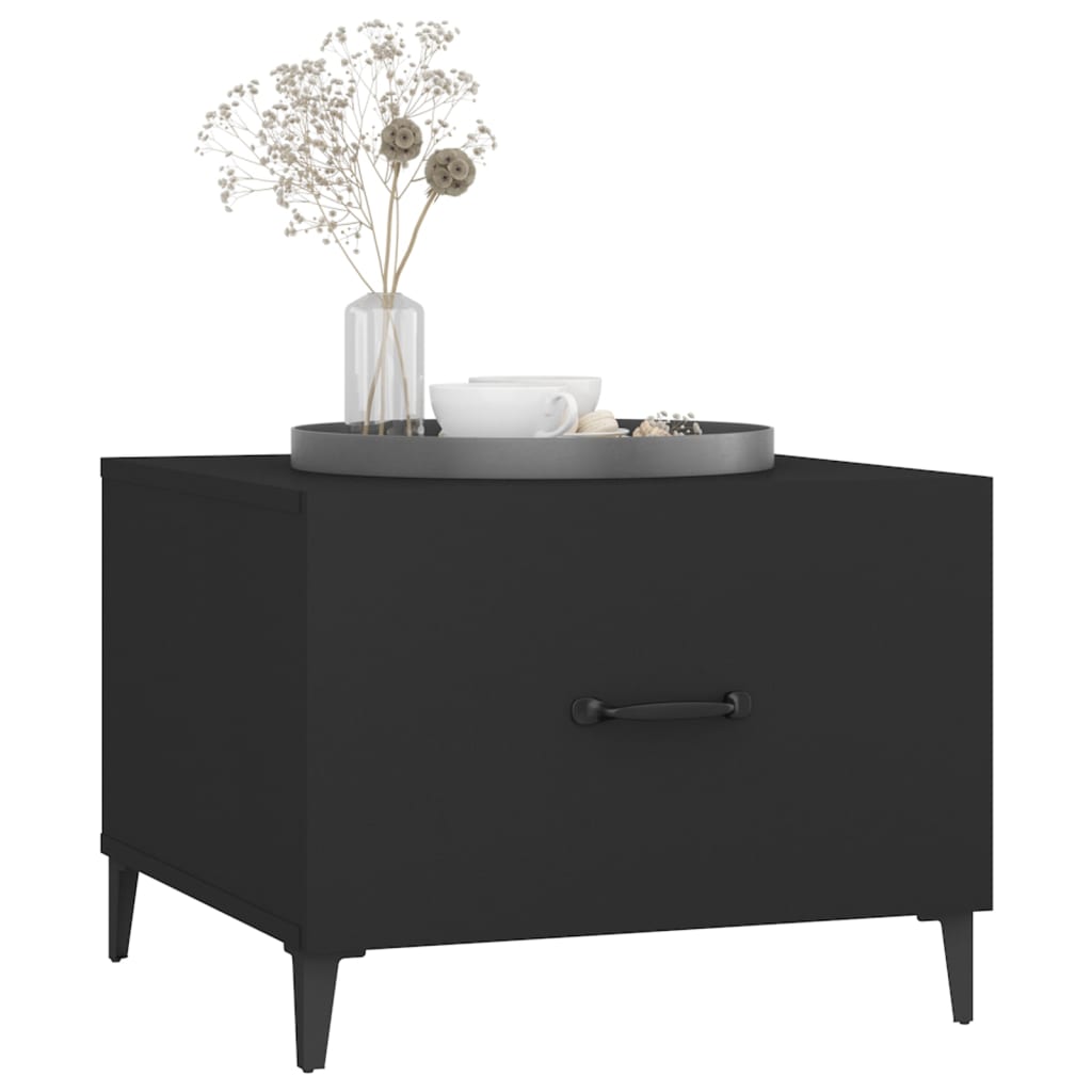 sofabord med metalben 2 stk. 50x50x40 cm sort