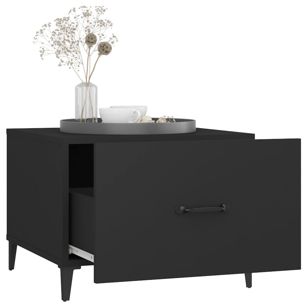 sofabord med metalben 2 stk. 50x50x40 cm sort