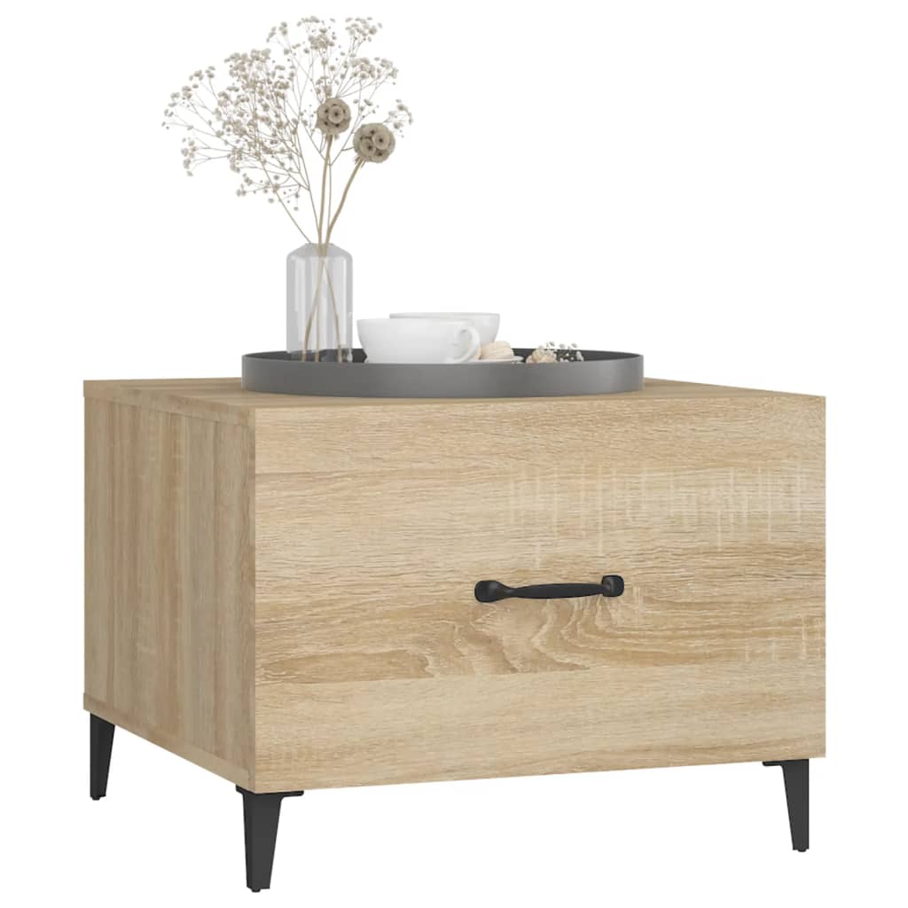 sofabord med metalben 2 stk. 50x50x40 cm sonoma-eg