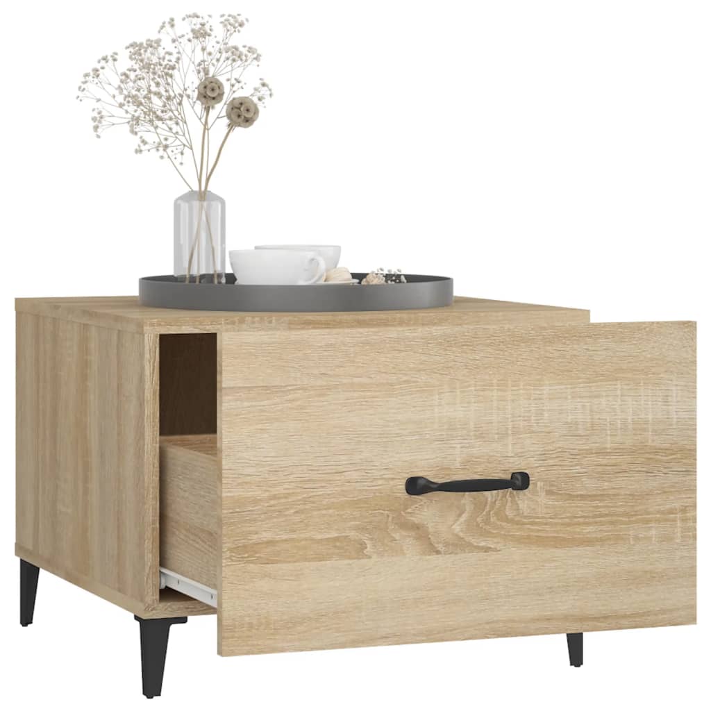 sofabord med metalben 2 stk. 50x50x40 cm sonoma-eg