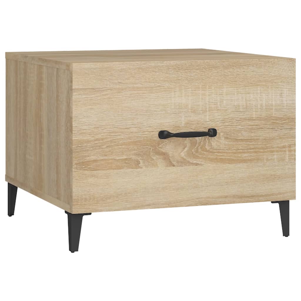 sofabord med metalben 2 stk. 50x50x40 cm sonoma-eg