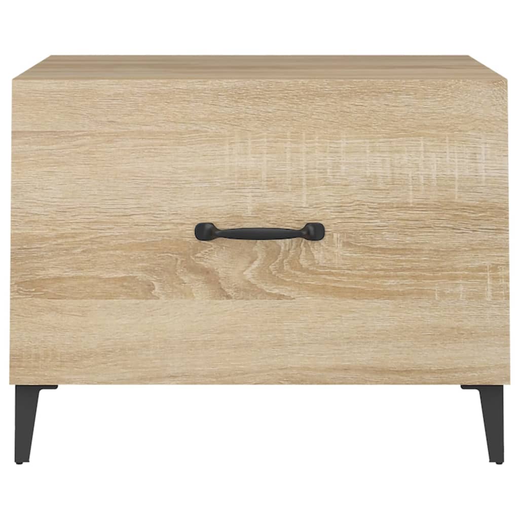 sofabord med metalben 2 stk. 50x50x40 cm sonoma-eg