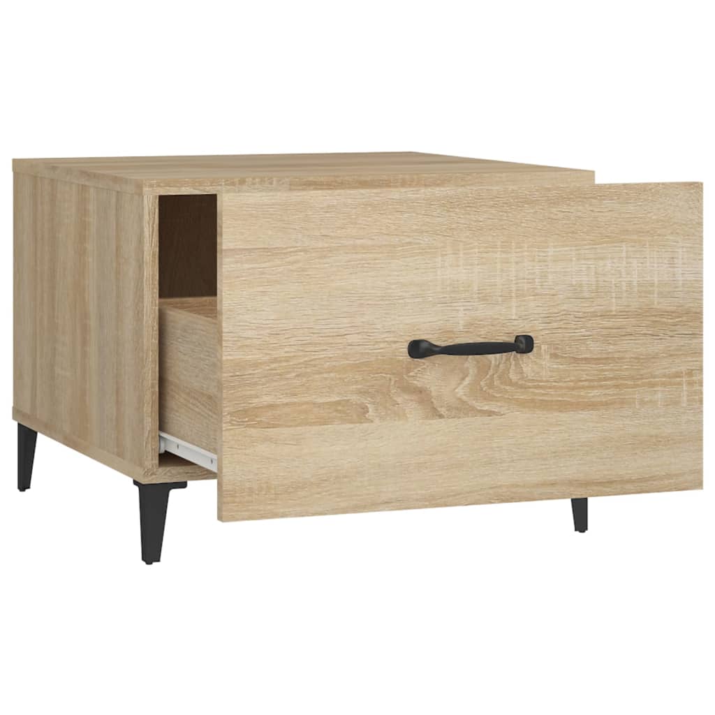 sofabord med metalben 2 stk. 50x50x40 cm sonoma-eg