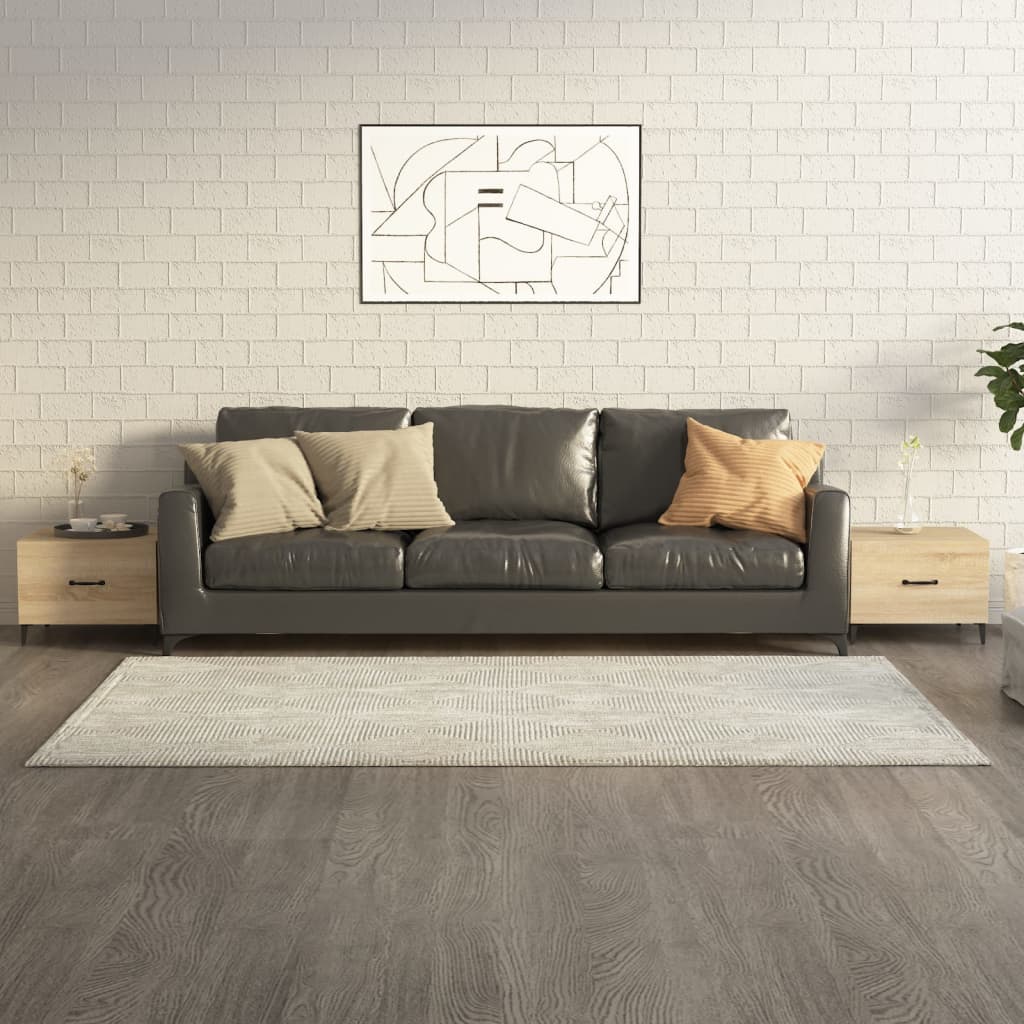 sofabord med metalben 2 stk. 50x50x40 cm sonoma-eg