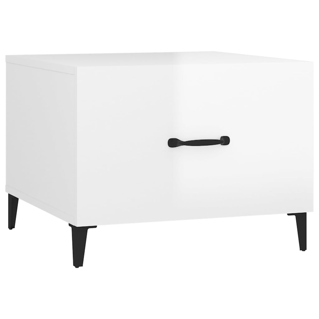 sofabord med metalben 50x50x40 cm hvid højglans