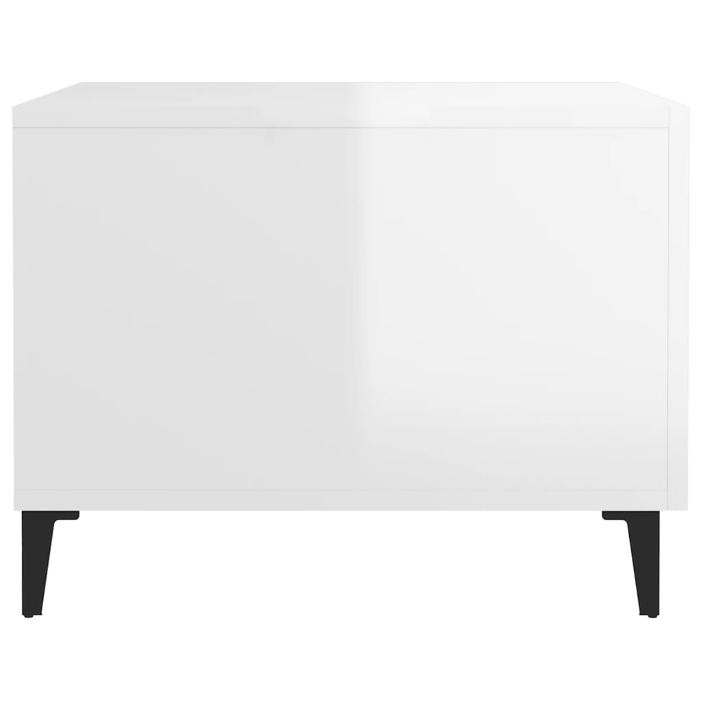 sofabord med metalben 50x50x40 cm hvid højglans