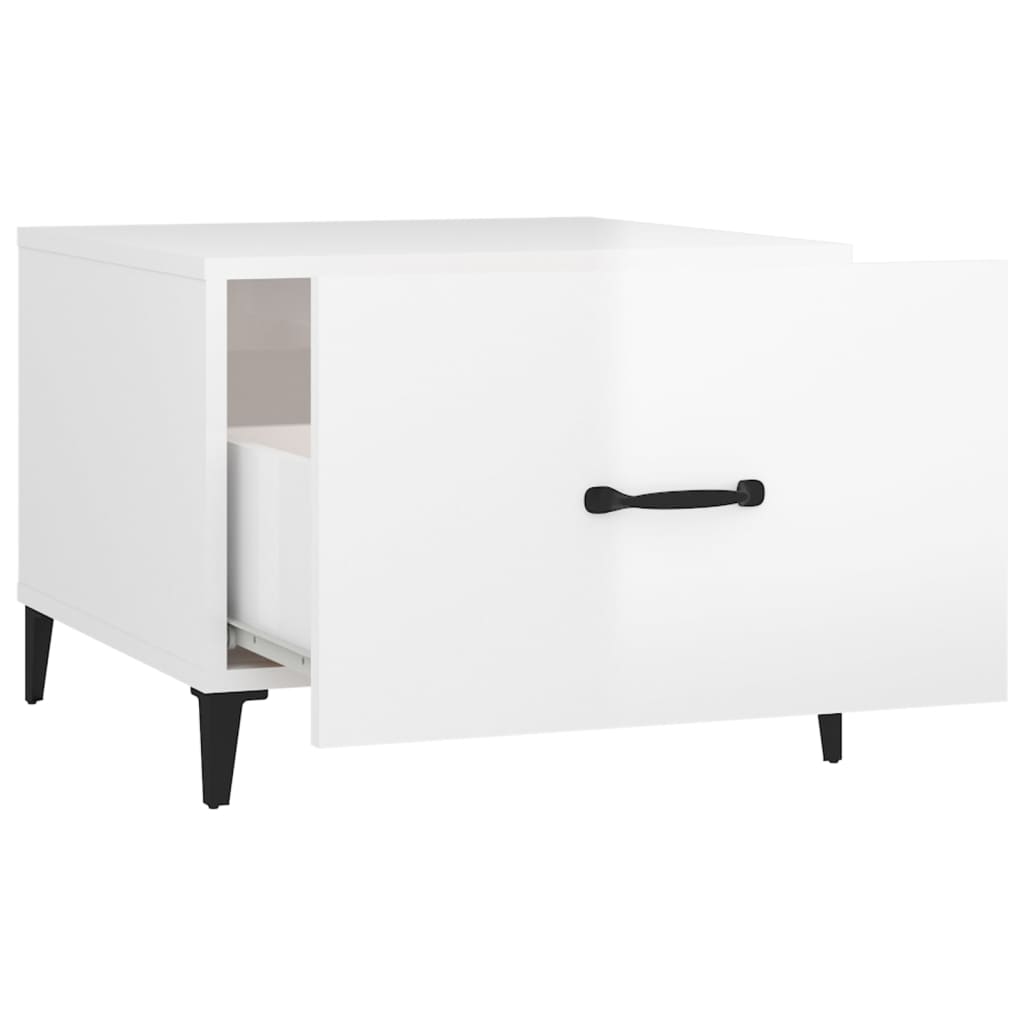 sofaborde med metalben 2 stk. 50x50x40 cm hvid højglans