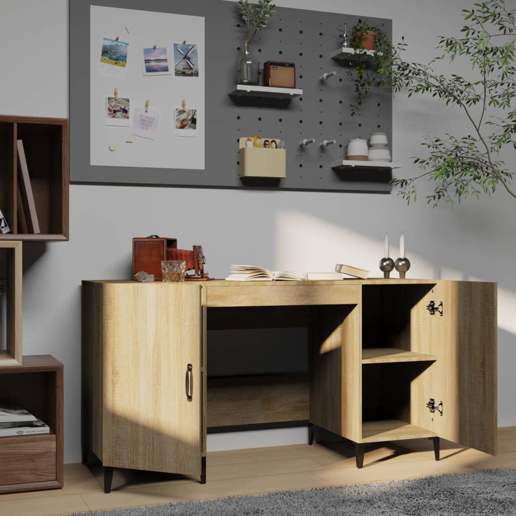 skrivebord 140x50x75 cm konstrueret træ sonoma-eg