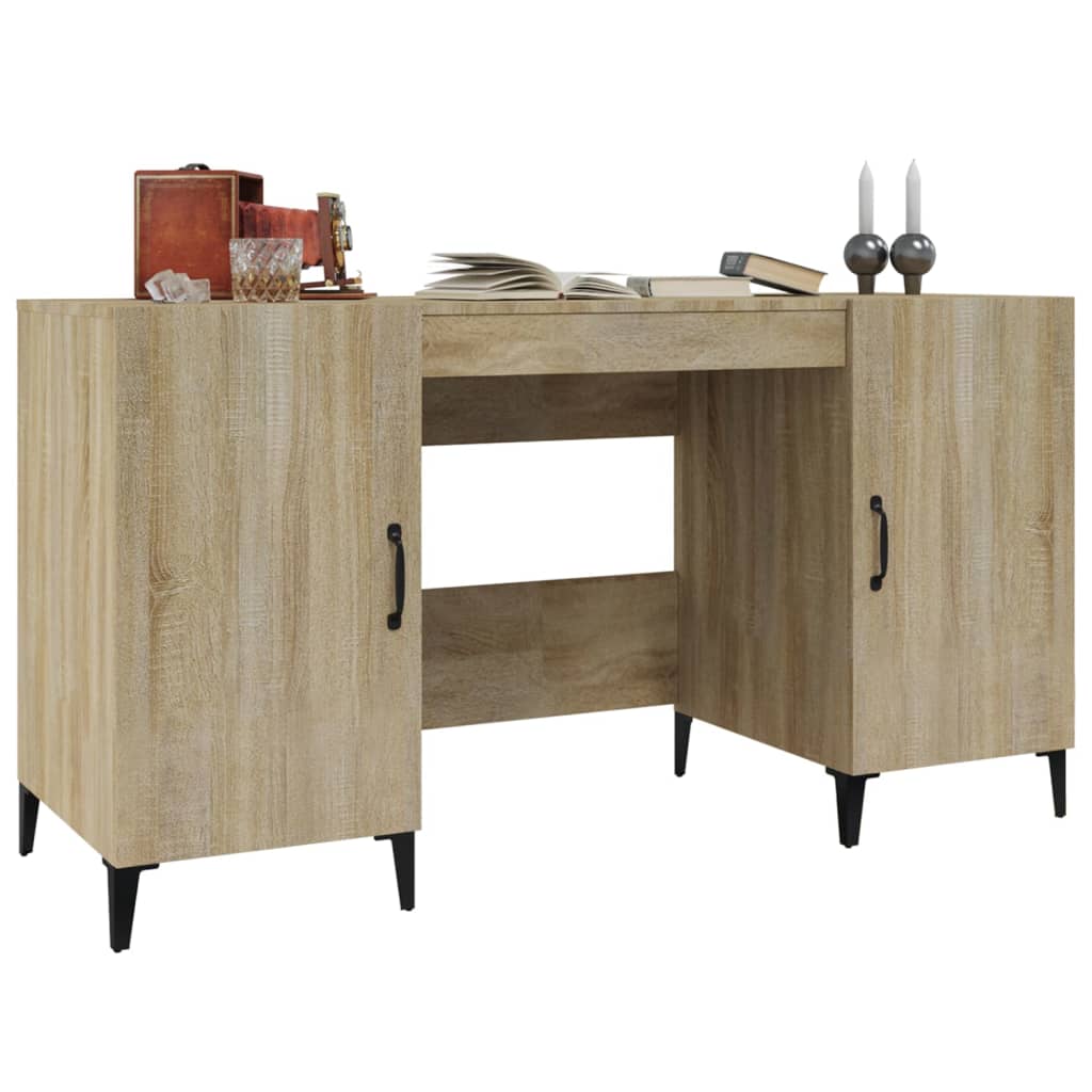 skrivebord 140x50x75 cm konstrueret træ sonoma-eg