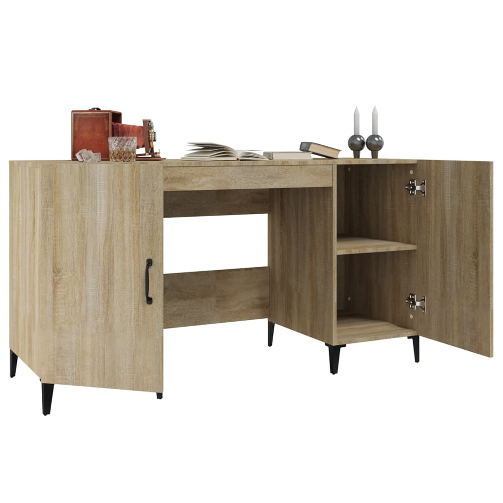 skrivebord 140x50x75 cm konstrueret træ sonoma-eg