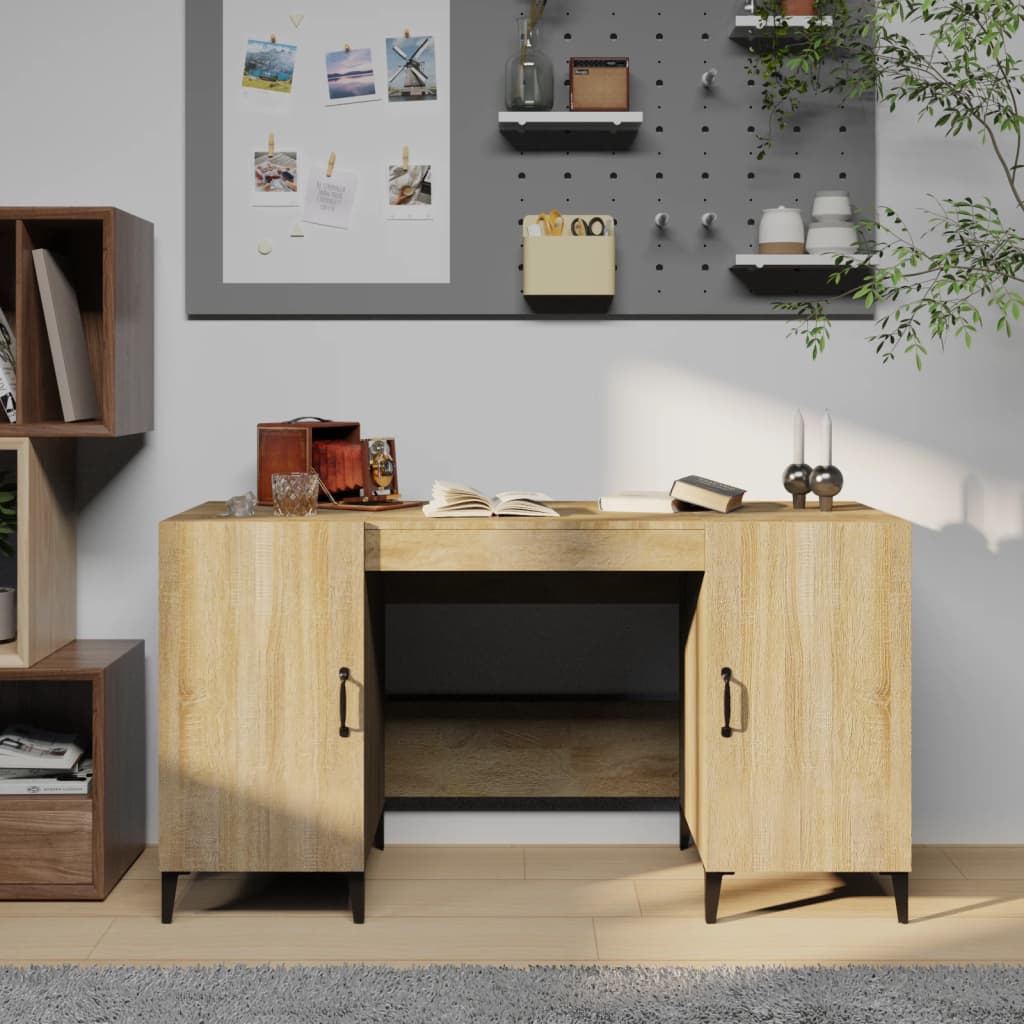 skrivebord 140x50x75 cm konstrueret træ sonoma-eg