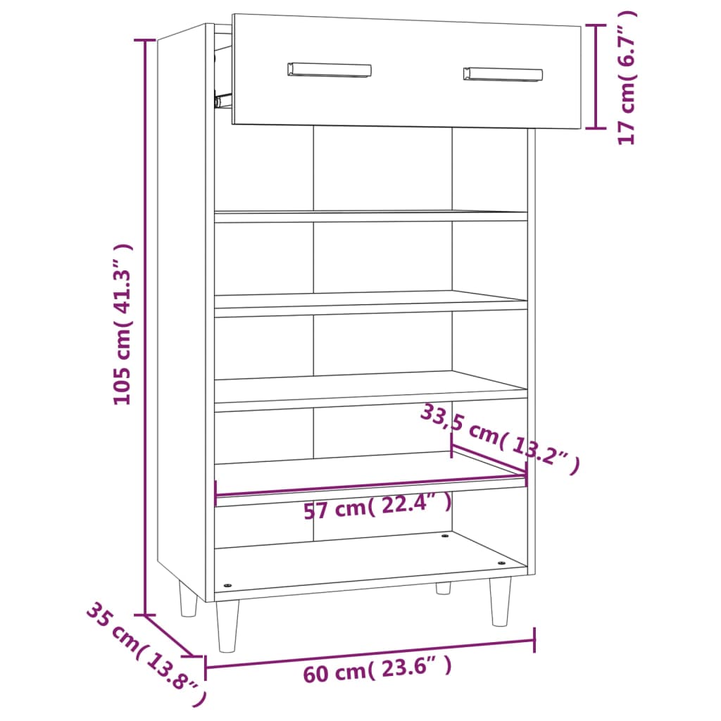 skoreol 60x35x105 cm konstrueret træ betongrå
