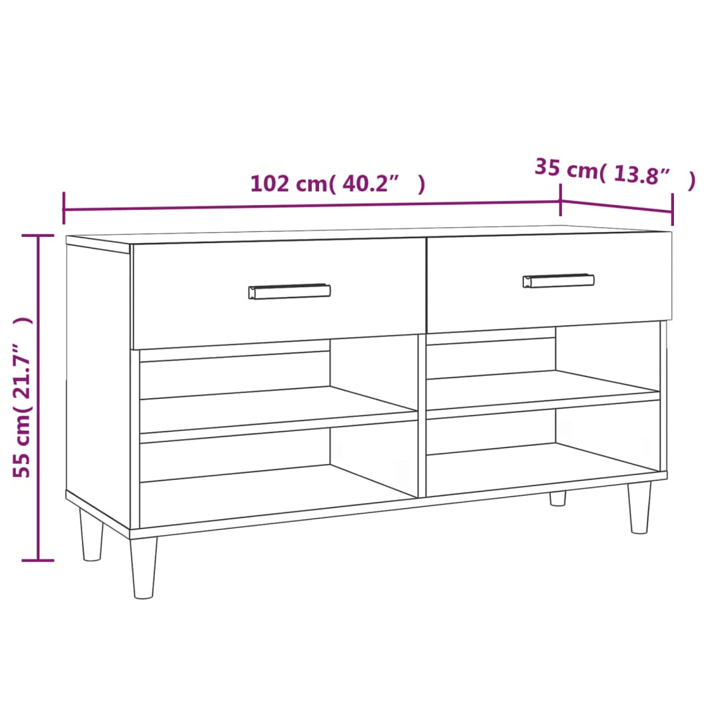 skoreol 102x35x55 cm konstrueret træ sonoma-eg
