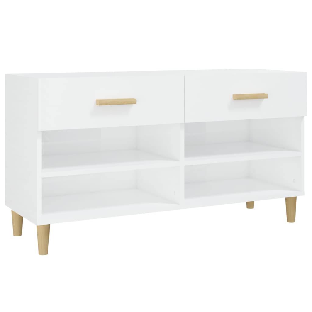 skoreol 102x35x55 cm konstrueret træ hvid højglans