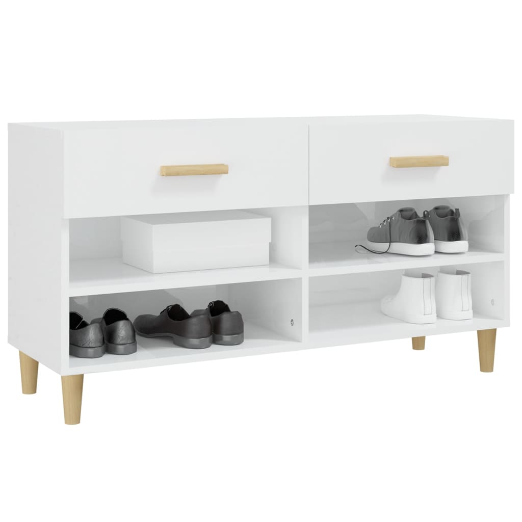 skoreol 102x35x55 cm konstrueret træ hvid højglans