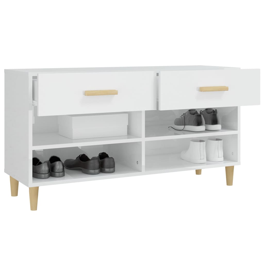 skoreol 102x35x55 cm konstrueret træ hvid højglans