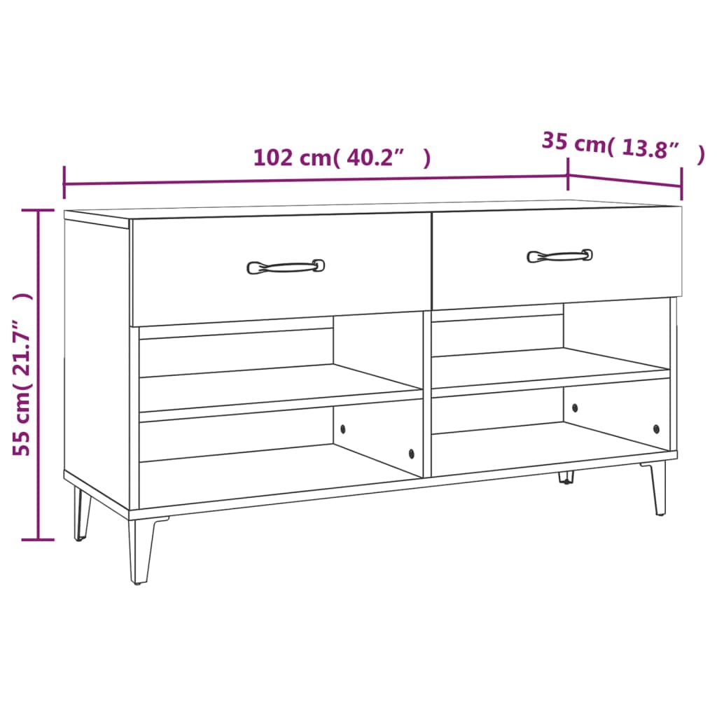 skoreol 102x35x55 cm konstrueret træ hvid