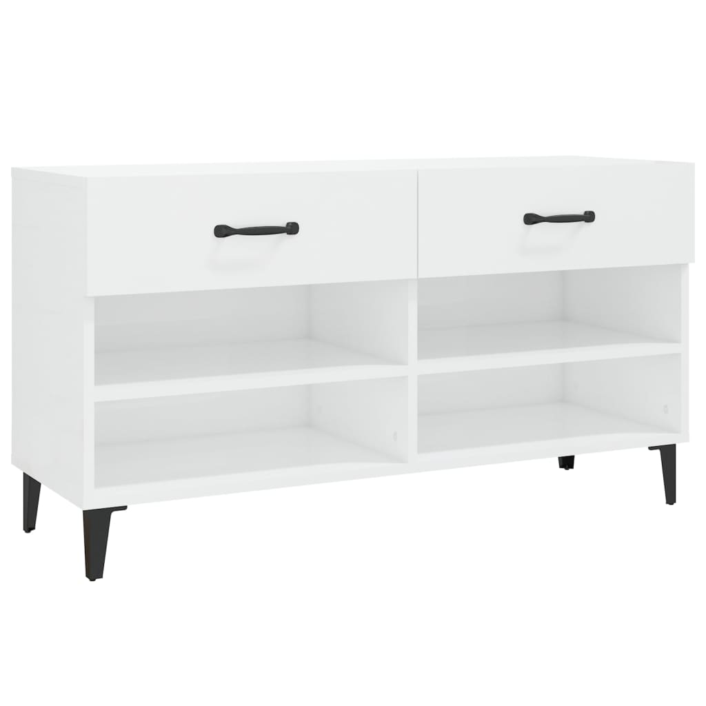 skoreol 102x35x55 cm konstrueret træ hvid højglans