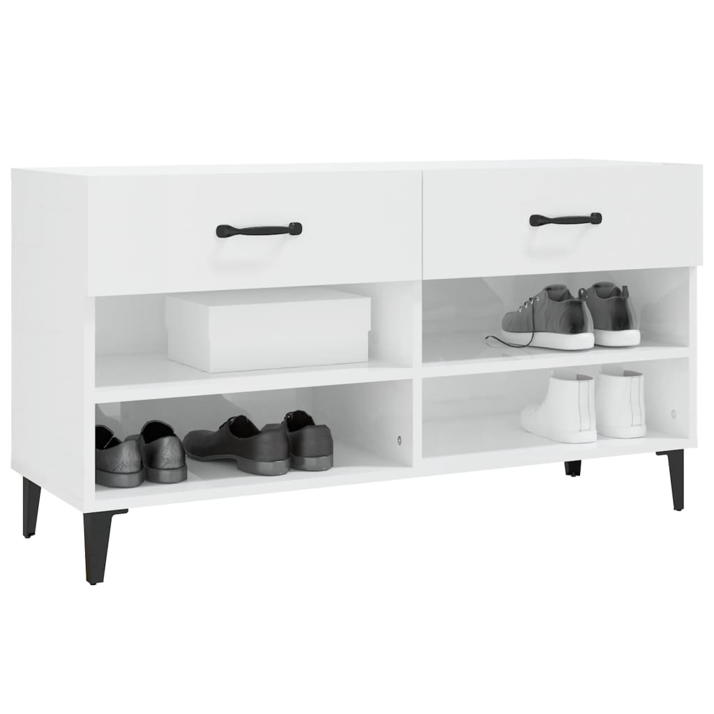 skoreol 102x35x55 cm konstrueret træ hvid højglans