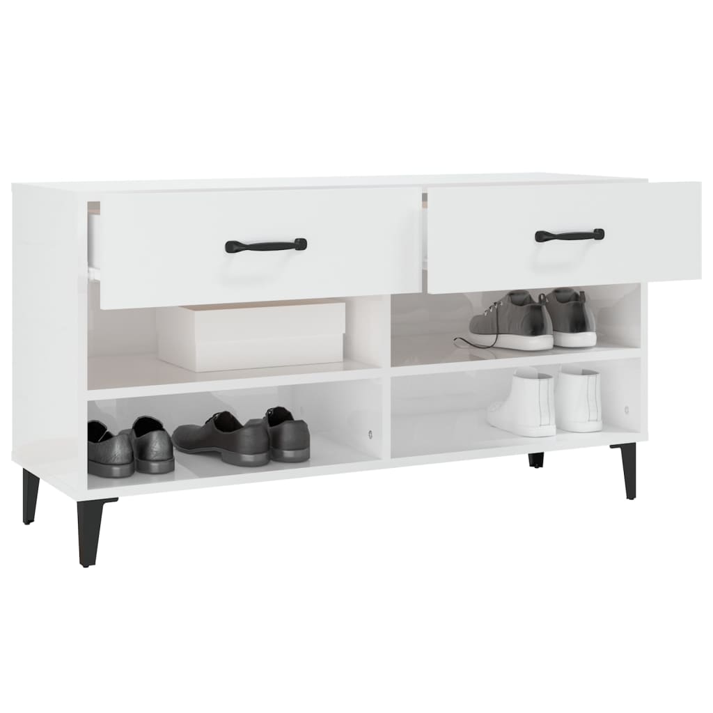 skoreol 102x35x55 cm konstrueret træ hvid højglans