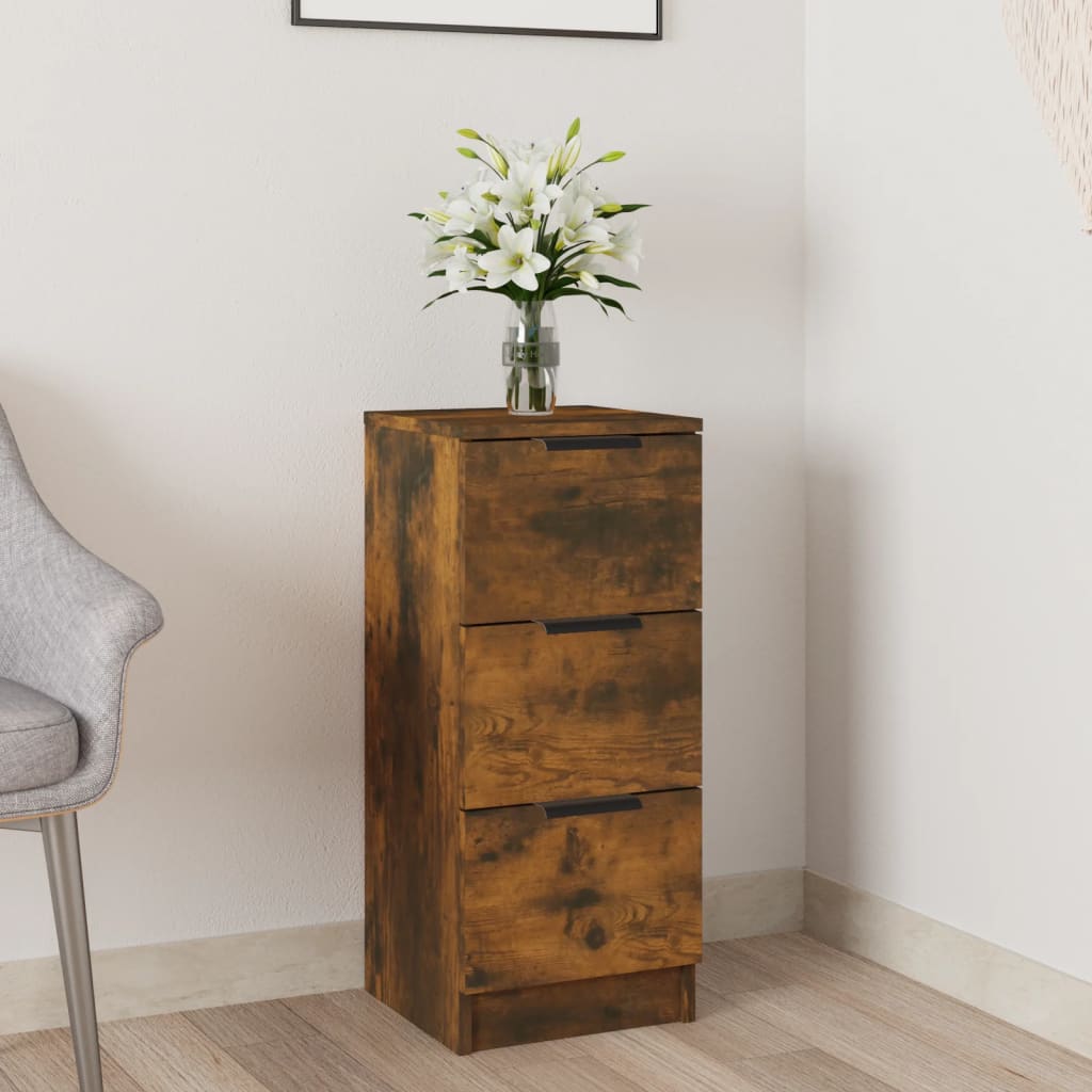 skænk 30x30x70 cm konstrueret træ røget egetræsfarve