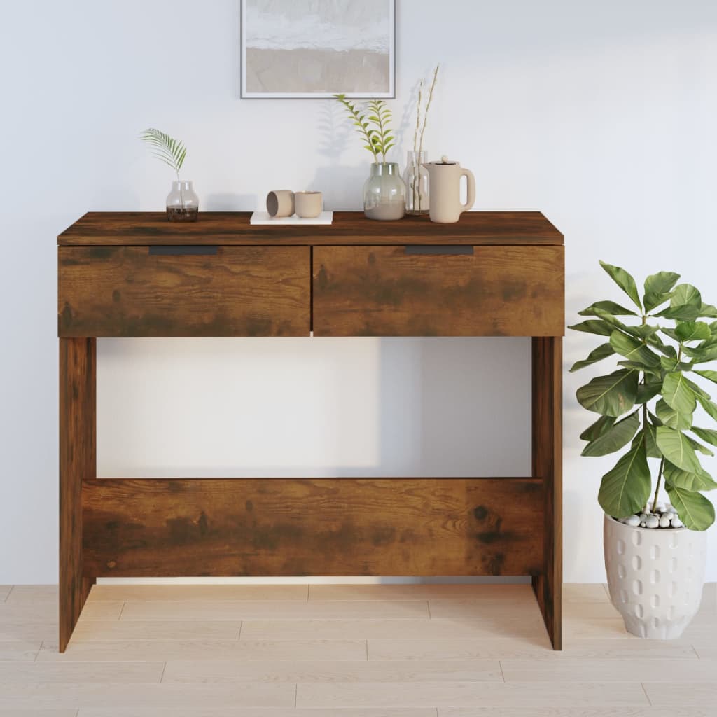 konsolbord 90x36x75 cm konstrueret træ røget egetræsfarve