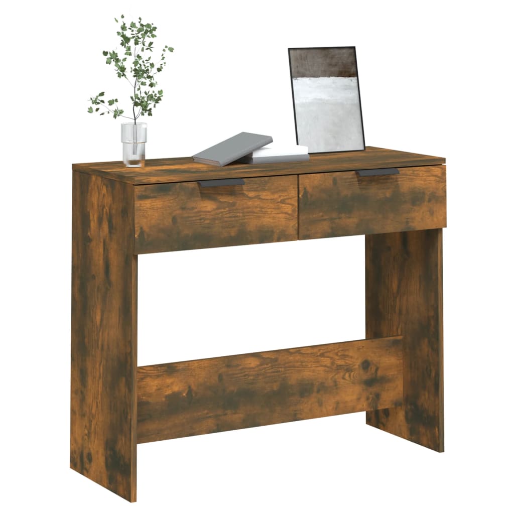 konsolbord 90x36x75 cm konstrueret træ røget egetræsfarve