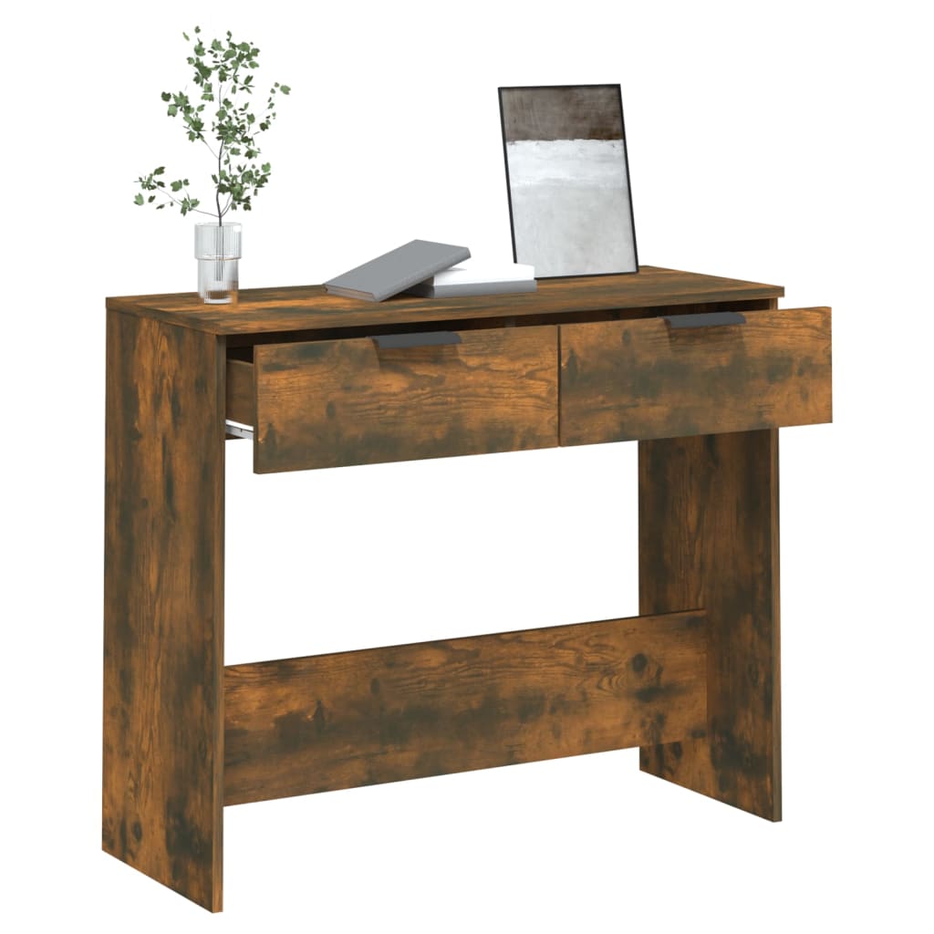 konsolbord 90x36x75 cm konstrueret træ røget egetræsfarve