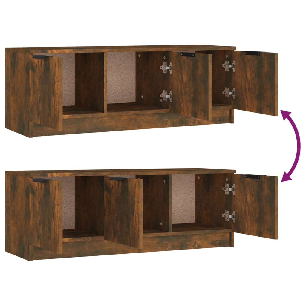 tv-bord 102x35x36,5 cm konstrueret træ røget egetræsfarve