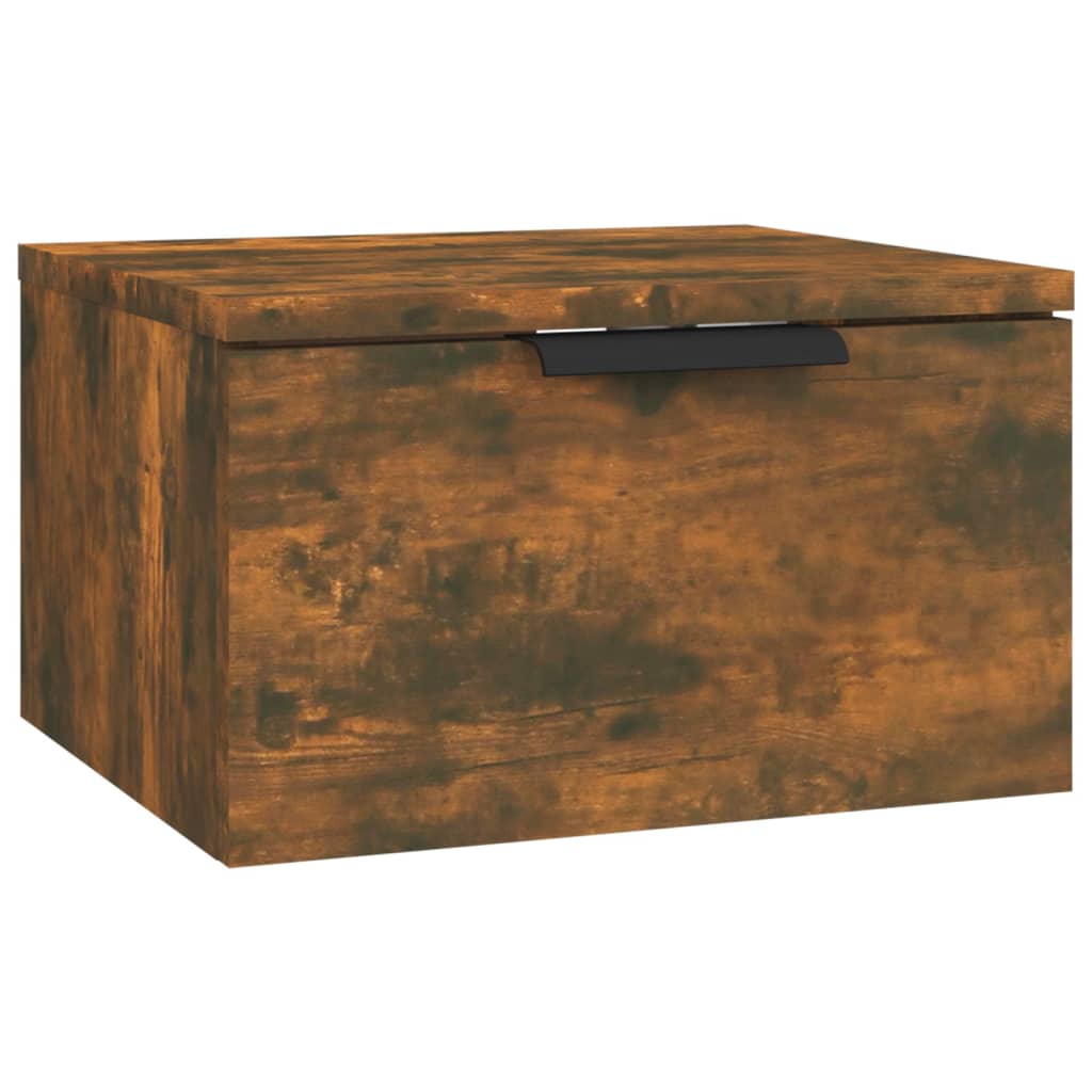 væghængte sengeborde 2 stk. 34x30x20 cm røget egetræsfarve