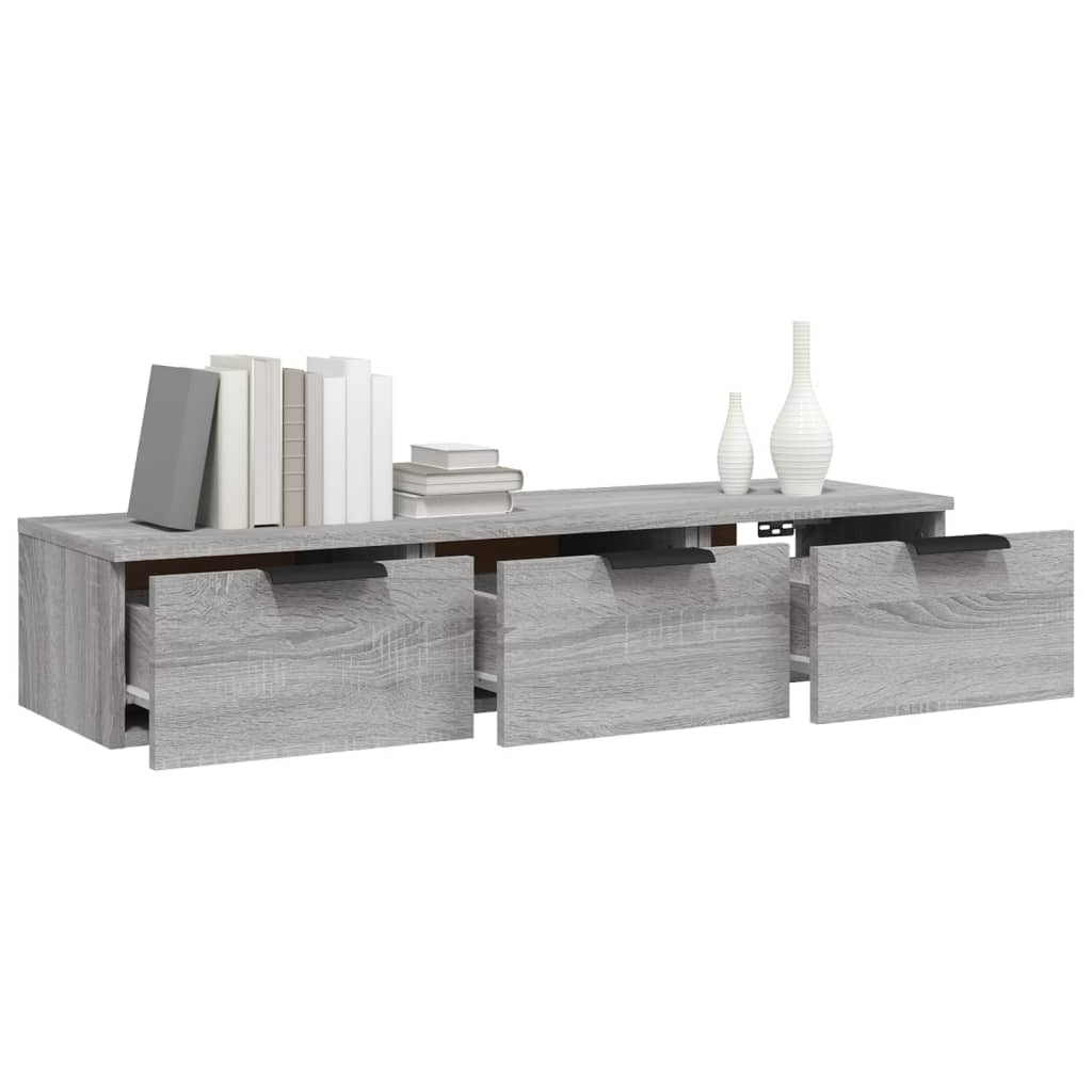 vægskab 102x30x20 cm konstrueret træ grå sonoma-eg