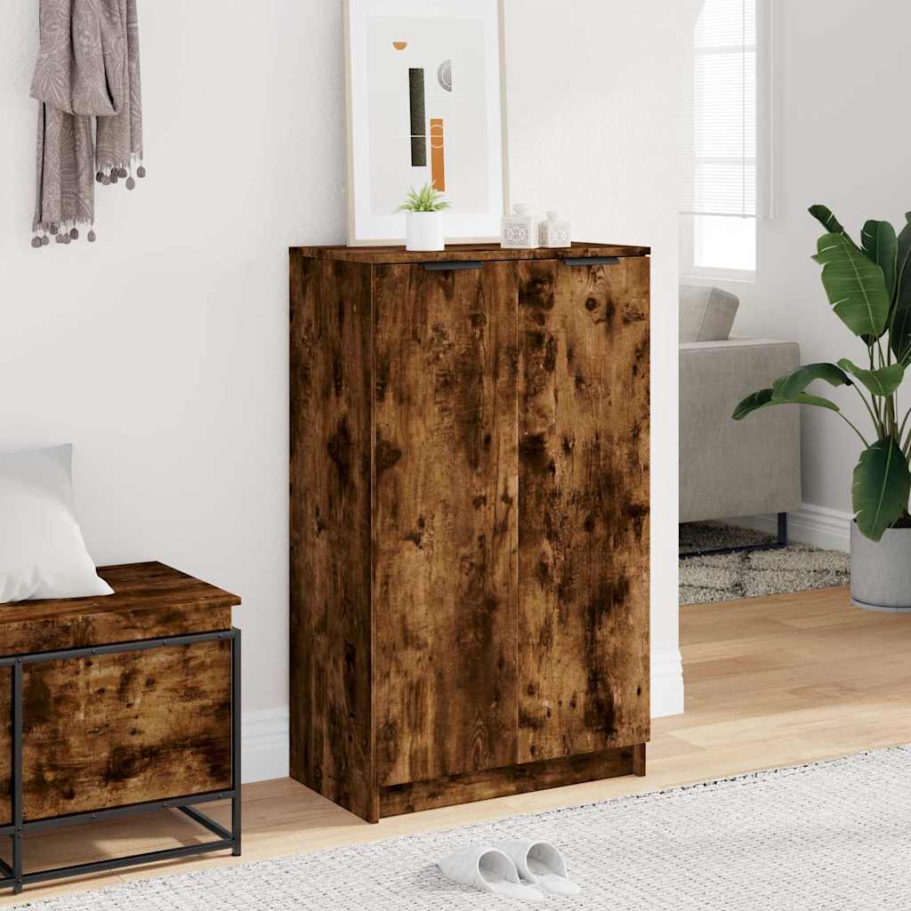 skoskab 59x35x100 cm konstrueret træ røget egetræsfarve