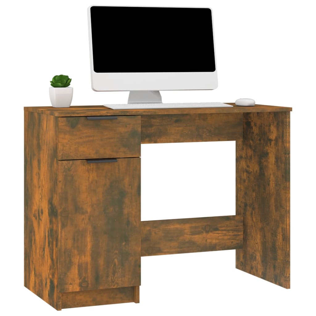skrivebord 100x50x75 cm konstrueret træ røget egetræsfarve