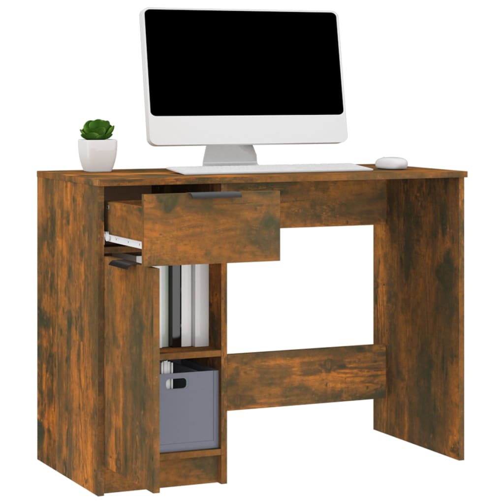 skrivebord 100x50x75 cm konstrueret træ røget egetræsfarve
