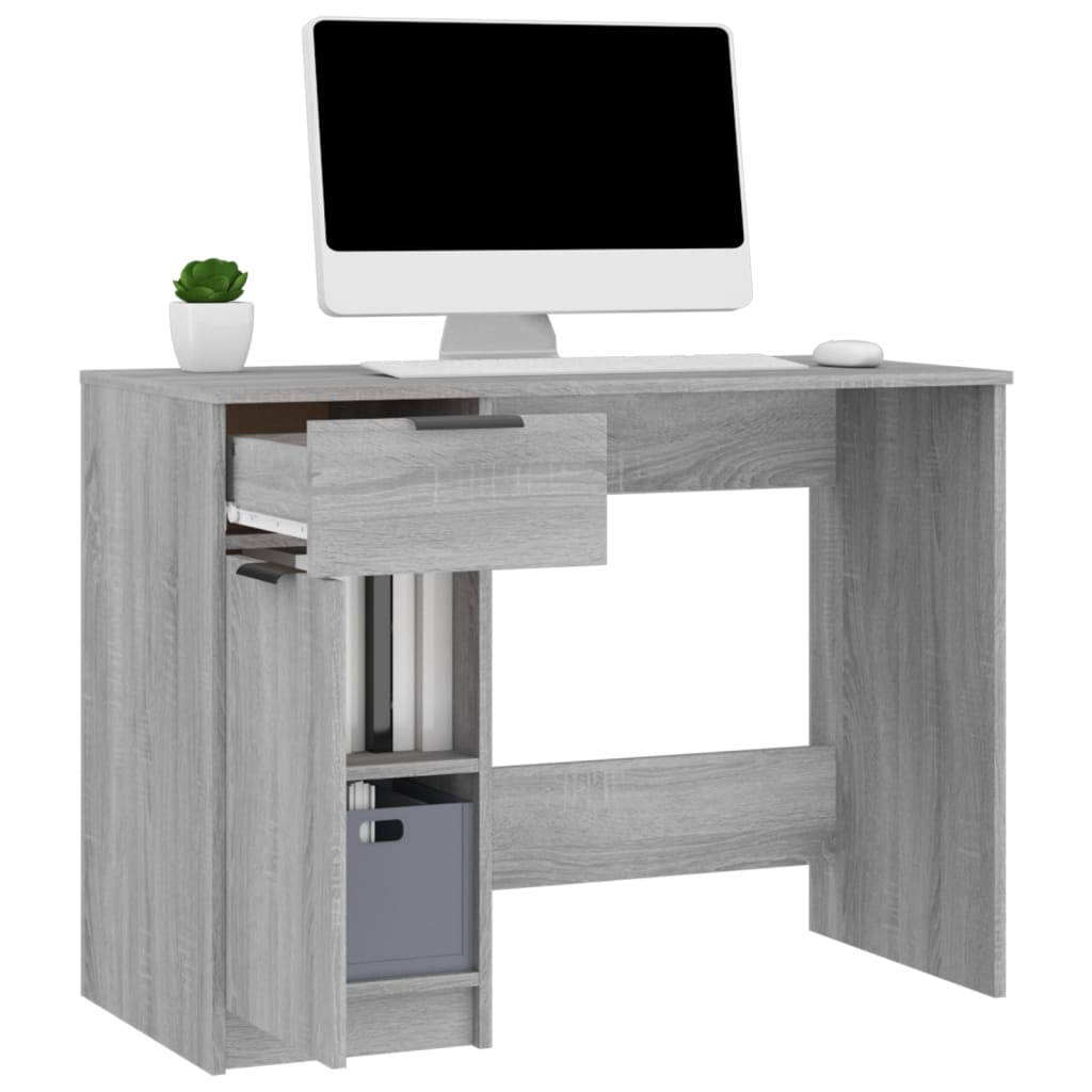 skrivebord 100x50x75 cm konstrueret træ grå sonoma-eg