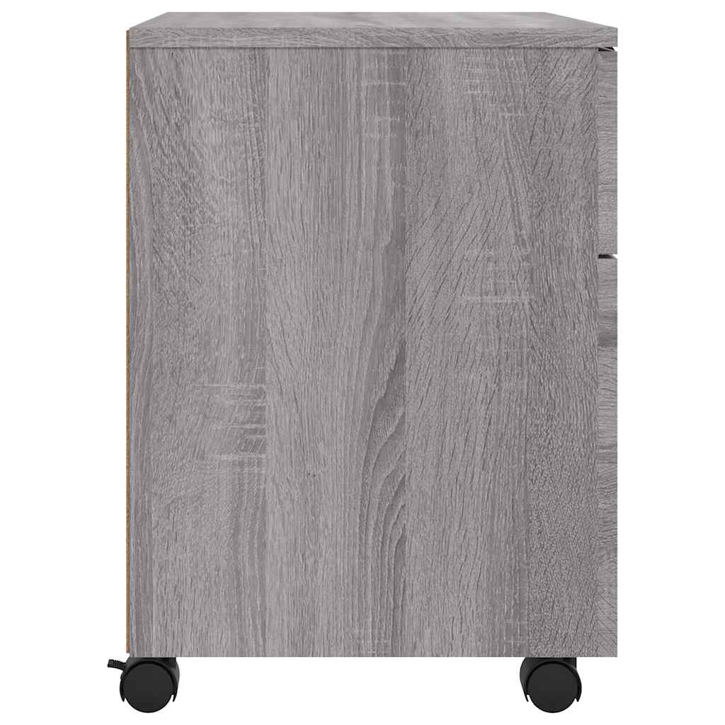arkivskab med hjul 45x38x54 cm konstrueret træ grå sonoma-eg