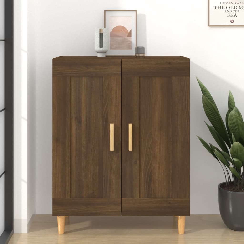 skænk 69,5x34x90 cm konstrueret træ brun egetræsfarve