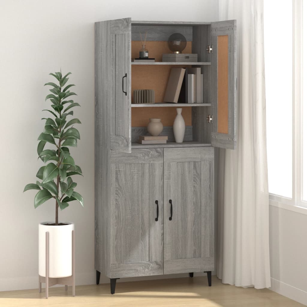 skænk 69,5x34x90 cm konstrueret træ grå sonoma-eg