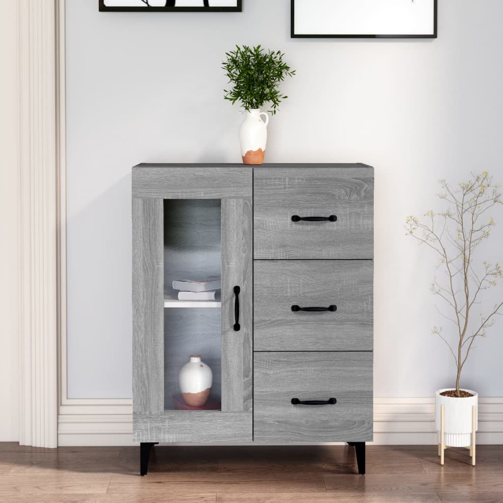 skænk 69,5x34x90 cm konstrueret træ grå sonoma-eg