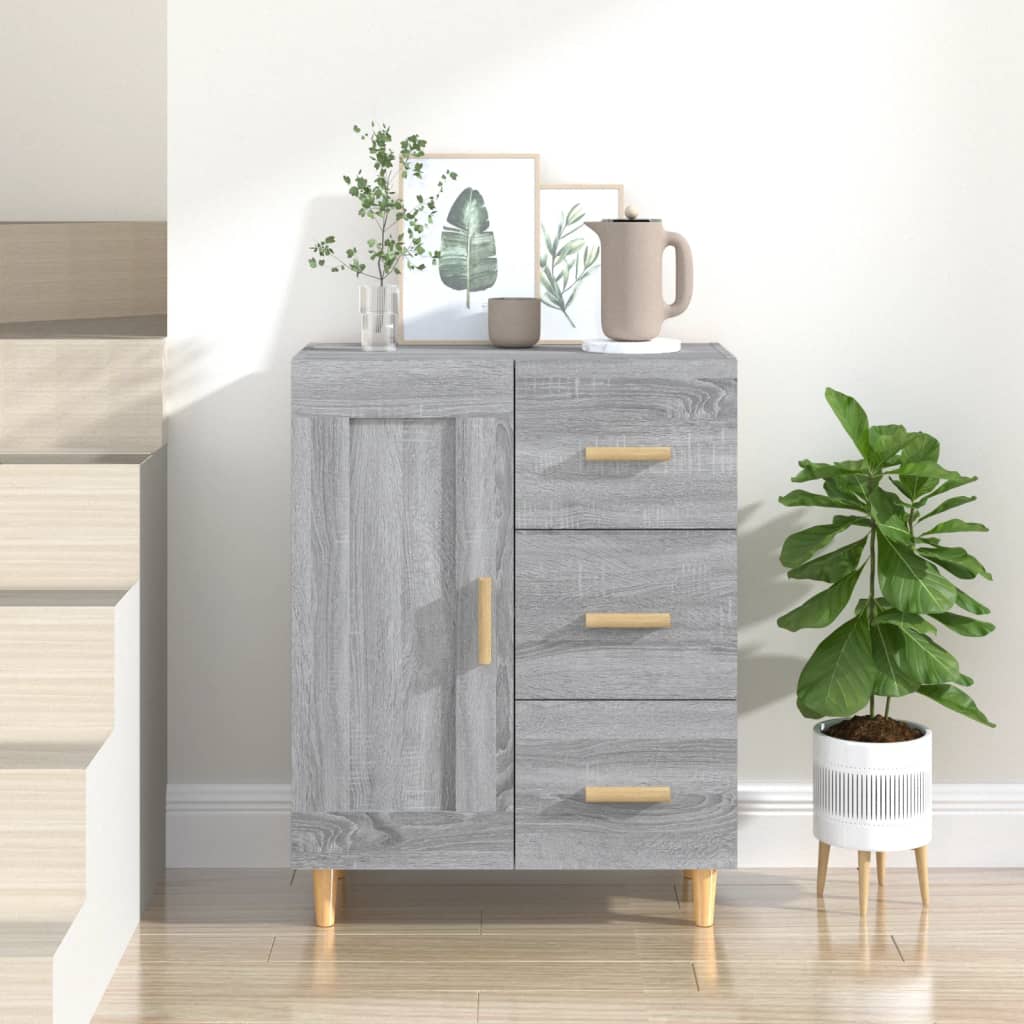 skænk 69,5x34x90 cm konstrueret træ grå sonoma-eg