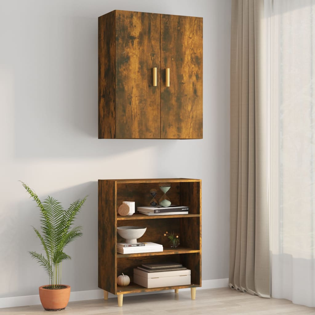 vægskab 69,5x34x90 cm røget egetræsfarve