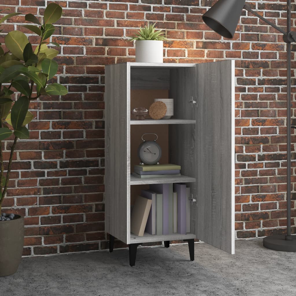 skænk 34,5x34x90 cm konstrueret træ grå sonoma-eg