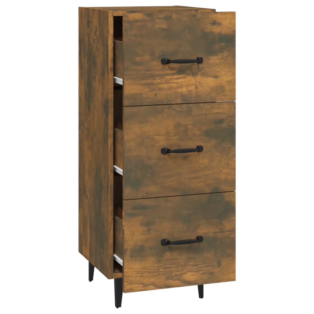 skænk 34,5x34x90 cm konstrueret træ røget egetræsfarve